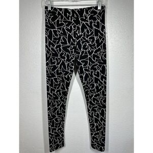 Bethany Mota Leggings Womens Medium Black White Heart Print Stretch Pants Yoga